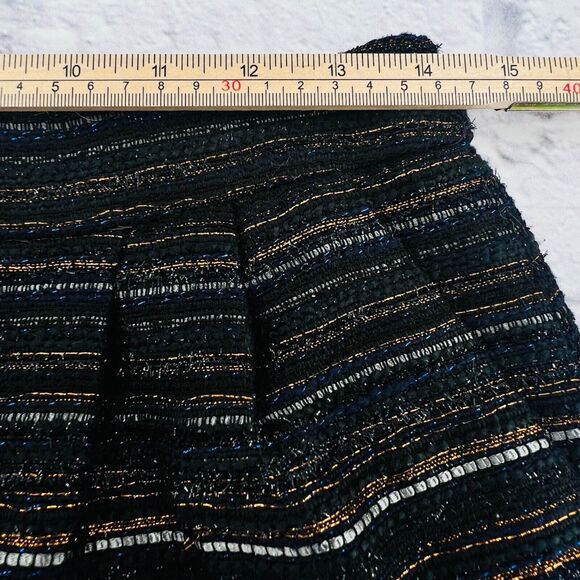 J. Crew Factory Metallic Tweed Mini Skirt Women's Size 2 Black Multi Stripe - Picture 7 of 9